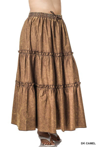 42POPS - `.SI-23133 PLUS SIZE WOVEN ACID WASH DRAWSTRING WAIST TIER