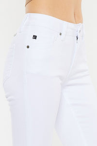 White Denim Jeans With Mid Rise Flare Leg Denim Jeans