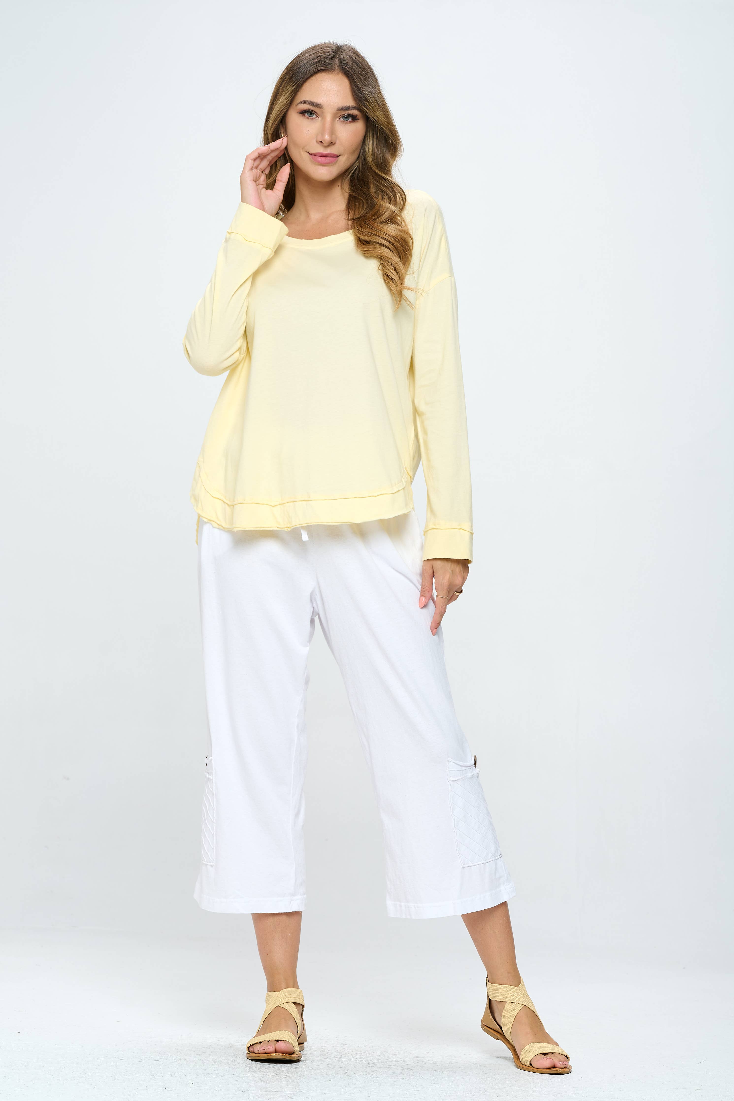 Focus Fashion - Relaxed Long Sleeve T-Shirt Supima Cotton -SC142