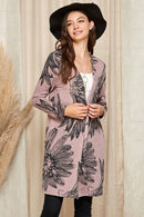 Shopin LA - SG21021-2087 - WOMEN FLORAL PRINT SOFT POCKET CARDIGAN