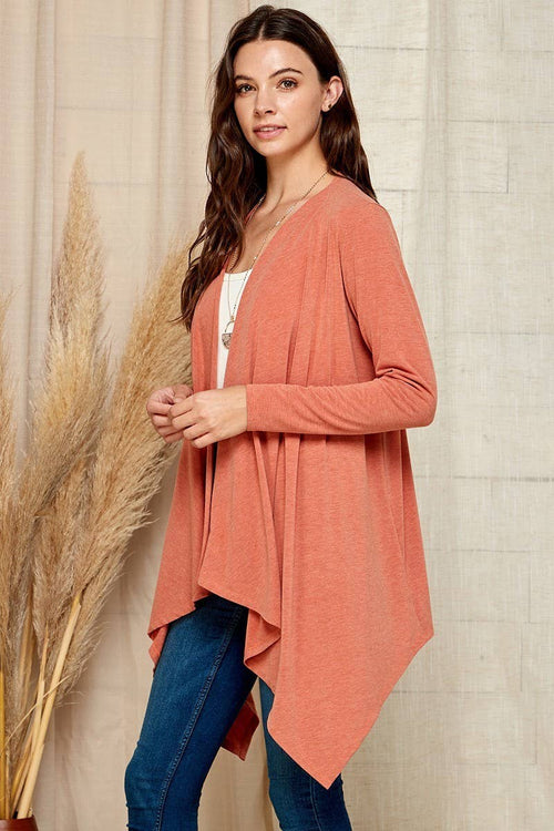 Shopin LA - SG21025. - WOMEN BASIC NATURAL AND SOFT DRAPE CARDIGAN