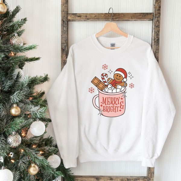 Merry And Bright Mug Graphic Sweatshirt