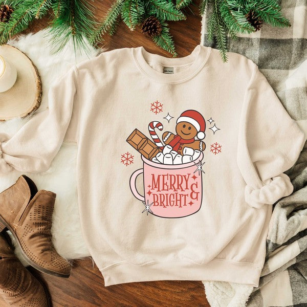 Merry And Bright Mug Graphic Sweatshirt