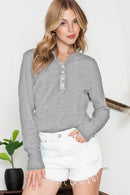 Brown Solid Color Waffle Knit Long Sleeve Henley Shirt