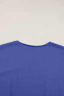 Light Grey USA Letter Patch Notched Neck Loose Tee
