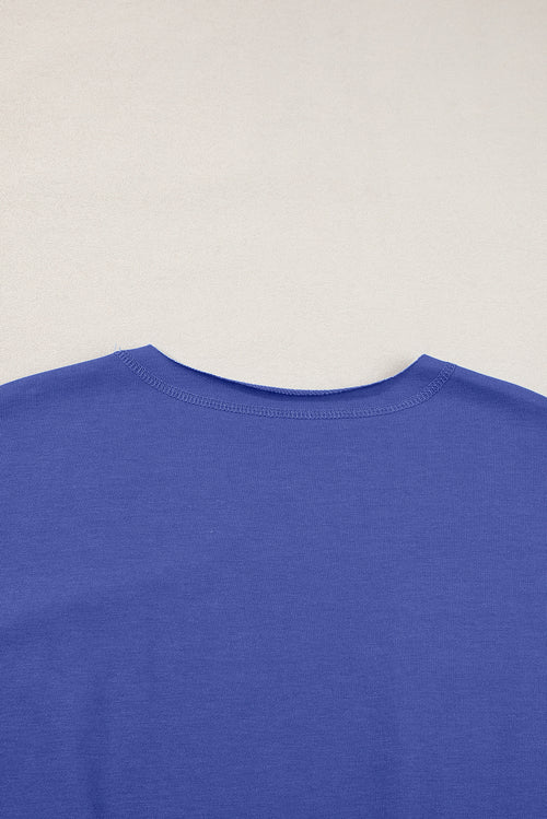 Light Grey USA Letter Patch Notched Neck Loose Tee