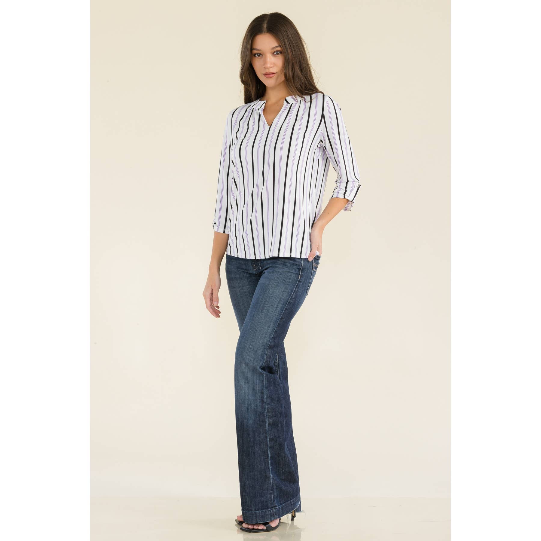 Perseption - FLAT BUTTON FULL PLACKET MANDERINE SHIRT