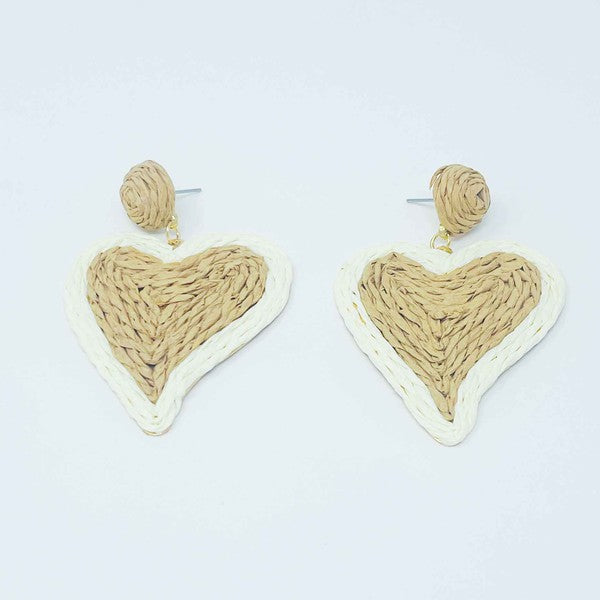 Sunny Days Heart Raffia Earrings