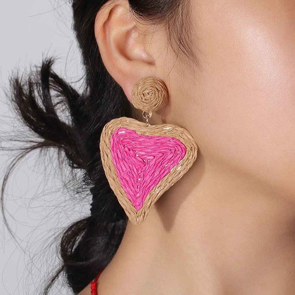 Sunny Days Heart Raffia Earrings