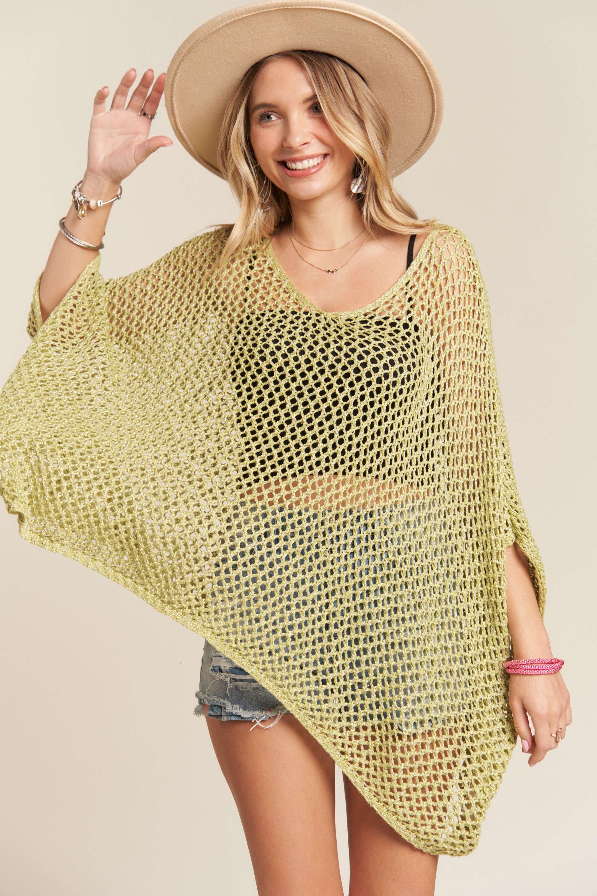 Madelyn - LESW3218 - FISHNET PONCHO COVER UP