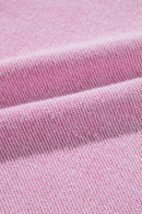 Orchid Petal Waffle Patchwork Raglan Sleeve Exposed Seam Sweatshirt