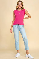 Shopin LA - CSP9277 - WOMEN SLEEVELESS RIBBED RUFFLE EDGE TANK TOP