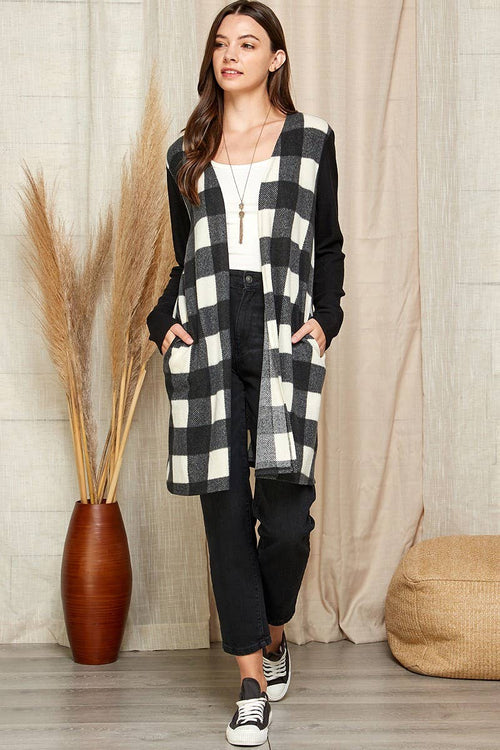 Shopin LA - SG21021 - WOMEN MIXED ANIMAL DRAPED OPEN FRONT CARDIGAN