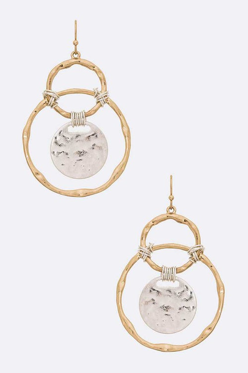 2 Tone Hammered Earrings