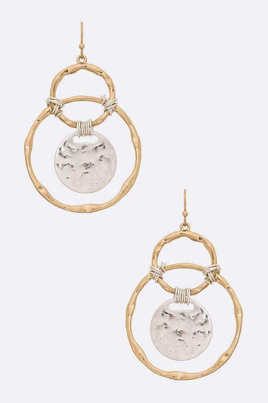 2 Tone Hammered Earrings