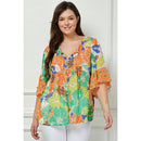 Winslow Collection - PLUS SIZE SHEER PRINTED PEASANT BLOUSE COU95L78X
