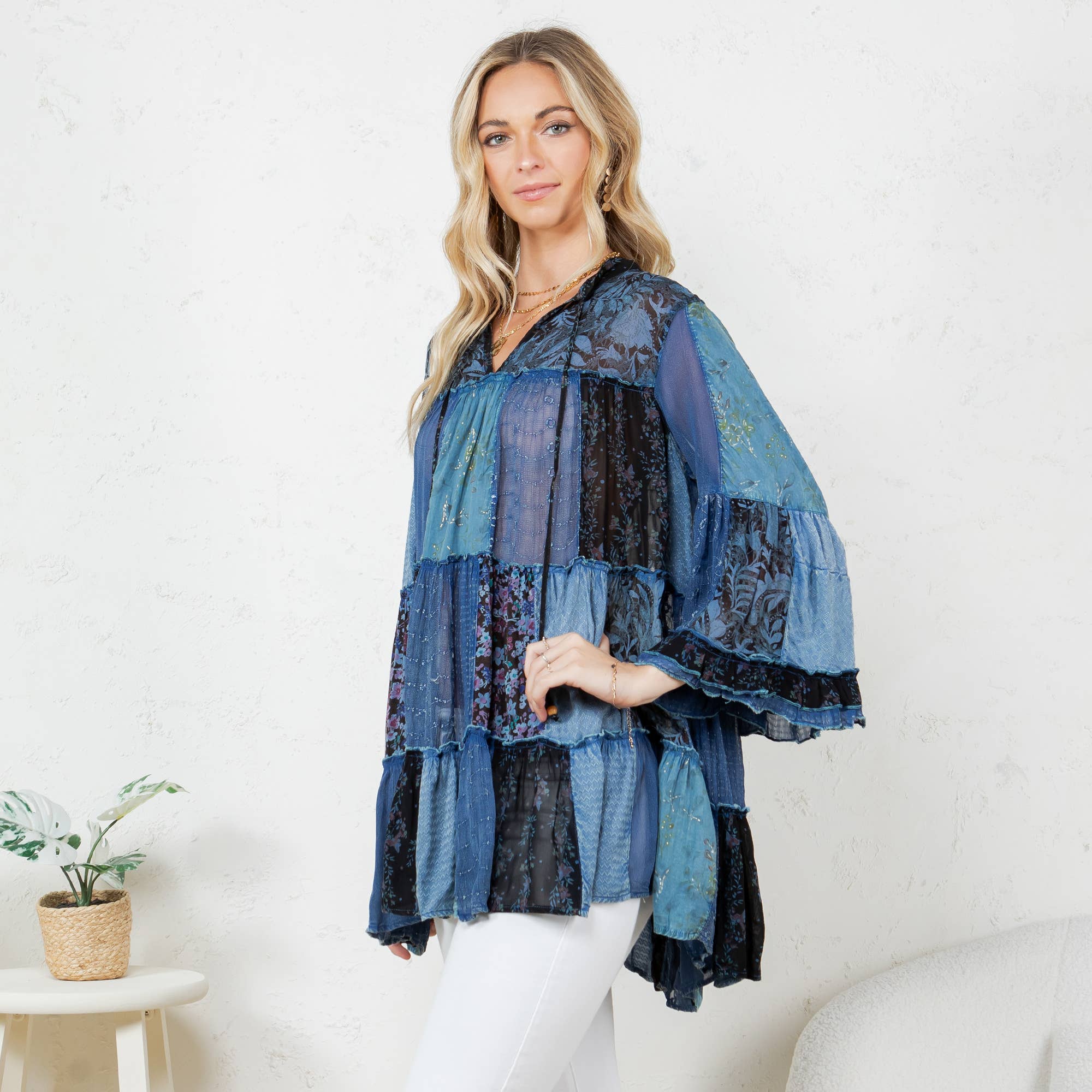 Young Threads - Chic Overdyed Band Collar Jhabla Top (New Color)