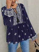 Hope & Sunshine - Boho Lantern Sleeve Tie-Neck Blouse