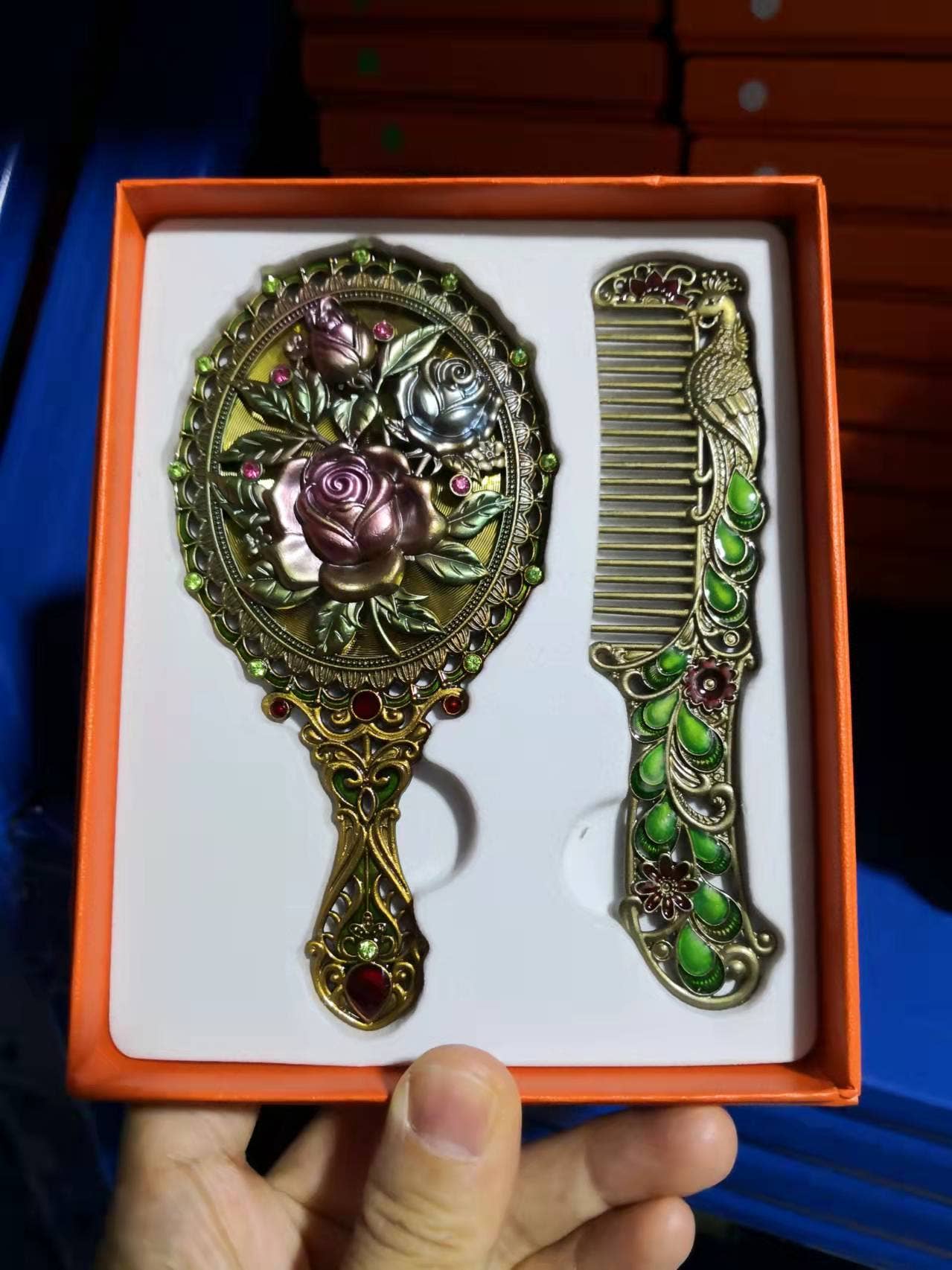 Ole - Small Size Rose Alloy Mirror Set