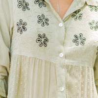 Young Threads - Women’s Mexican Embroidery Blouse - Gathered Waist Shirt