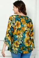 Winslow Collection - PLUS SIZE RUFFLE SLEEVE V-NECK SWING BLOUSE