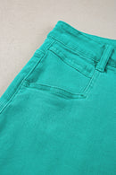 Pink Casual Raw Hem Mid Rise Denim Shorts