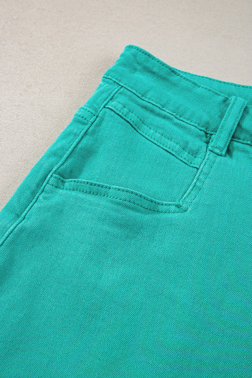 Pink Casual Raw Hem Mid Rise Denim Shorts