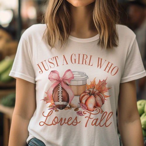Par.tees by Party On! - Fall Football Tee Just a Girl who Loves Fall Pumpkin Tshirt