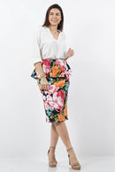 PLUS SIZE Floral Print Pencil Skirt Sample SALE