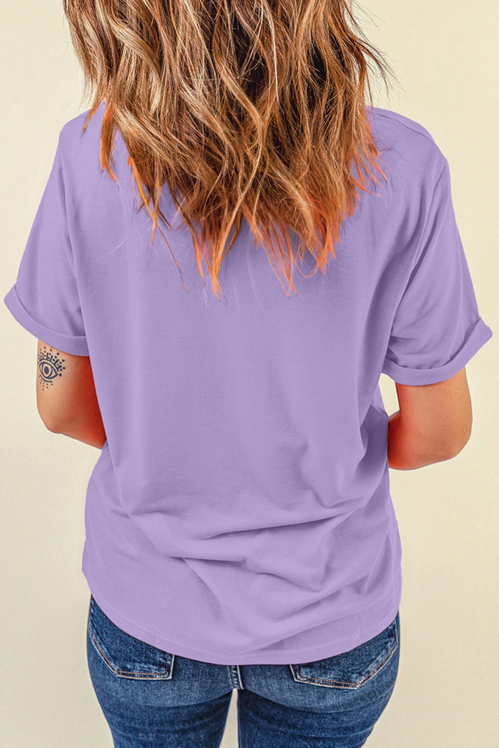 Wisteria Boo Checkered Ghost Heat Transfer Printing Crewneck Graphic Tee