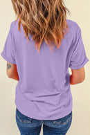 Wisteria Boo Checkered Ghost Heat Transfer Printing Crewneck Graphic Tee