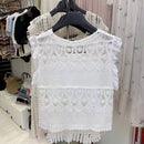 Hope & Sunshine - Crochet Lace-Up Open Knit Cardigan