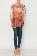 Origami Apparel ~  Lace and Crochet inspired - OLS-4596 BG SAVANNAH TOP