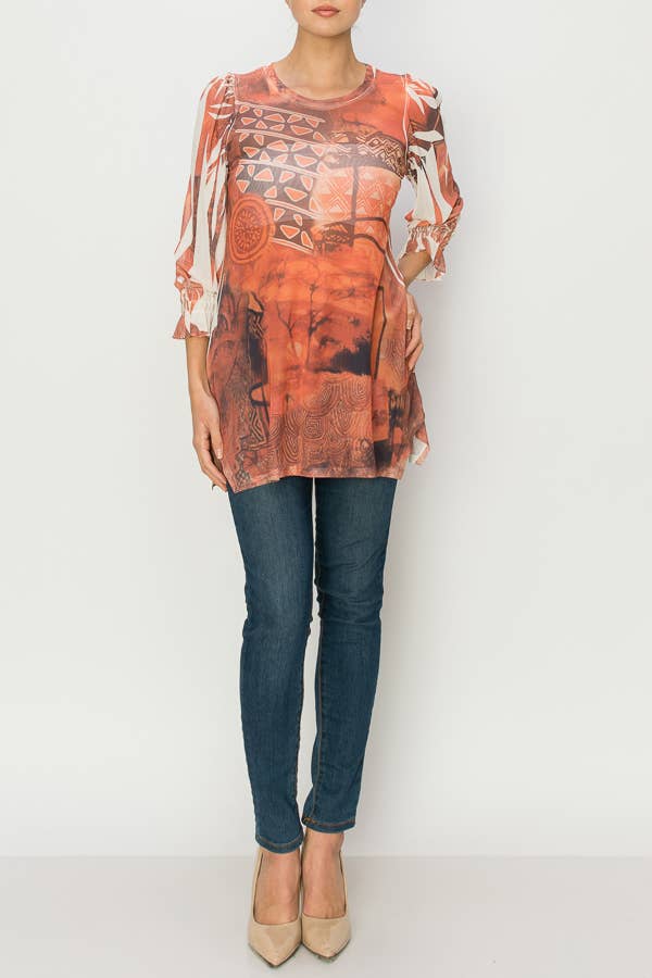 Origami Apparel ~  Lace and Crochet inspired - OLS-4596 BG SAVANNAH TOP