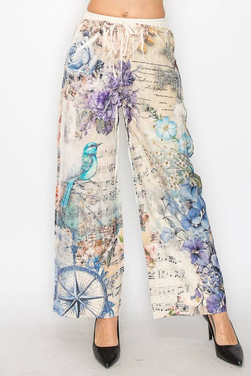 Origami Apparel ~  Lace and Crochet inspired - OLS-4703BG-BIRD FLORAL