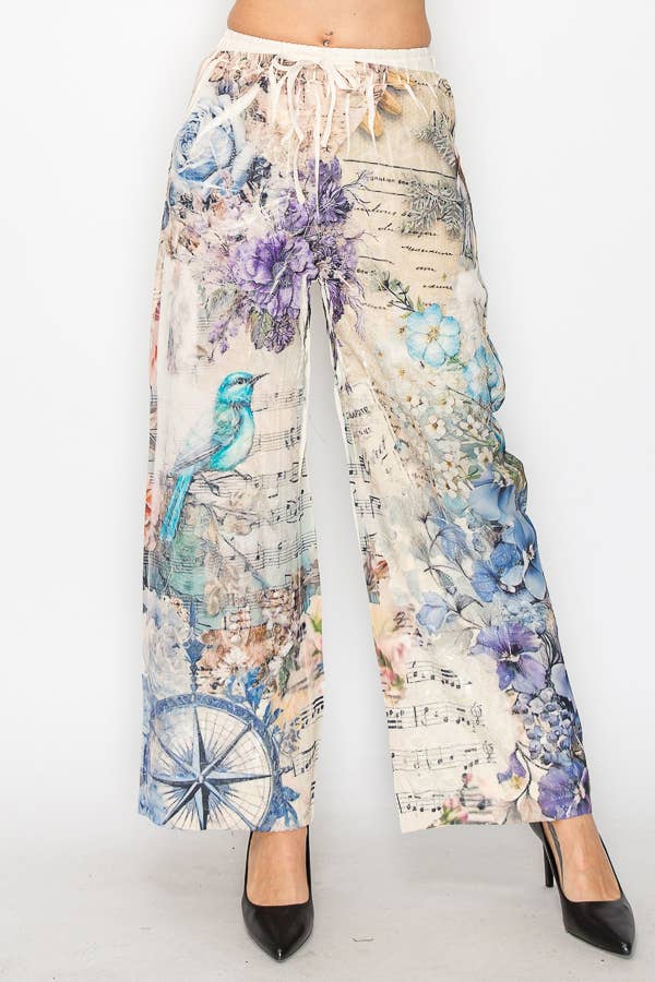 Origami Apparel ~  Lace and Crochet inspired - OLS-4703BG-BIRD FLORAL