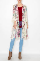 Origami Apparel ~  Lace and Crochet inspired - Boho Inspired Lace Duster With Bell Sleeves - U052 BIG ROSE