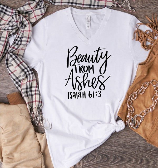 Beauty From Ashes V Neck Graphic Tee