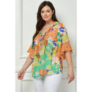 Winslow Collection - PLUS SIZE SHEER PRINTED PEASANT BLOUSE COU95L78X