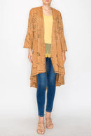 Origami Apparel ~  Faux Suede Jacket Laser Cutout Design - OLS-4762 CAMEL