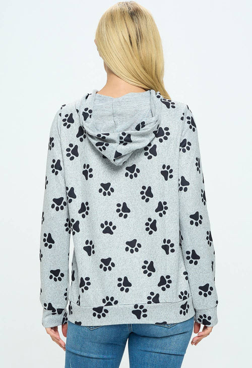 LA Soul - Paw Print Plus Size Hoodie With Pocket