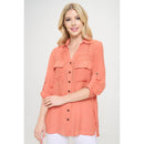 Perseption - FLAP POCKET BUTTON DOWN FRONT BOYFRIEND SHIRT