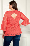 Winslow Collection - V NECK ELBOW SLEEVE LACE TOP G9018250P