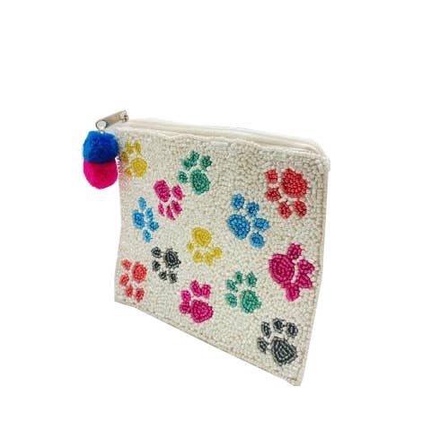Ole - Colorful Pawprint Beaded Coin Purse