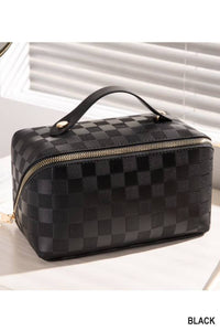 42POPS - ..SI-25928 Vegan Leather Checkered Makeup Bag
