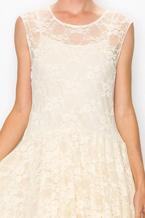 Origami Apparel ~  Lace and Crochet inspired - Taupe Lined Dress with  Matching Slip