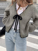 Hope & Sunshine - Knitted Tie-Waist Cardigan Sweater