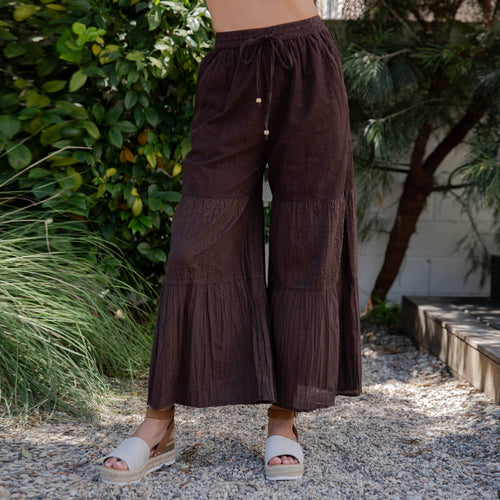 Young Threads - Boho chic Tiered Patch Inserted Denim &Knit Pants(New Color)