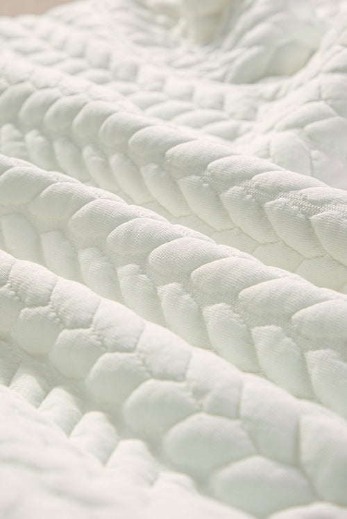White XOXO Chenille Letter Patch Quilted Sweatshirt
