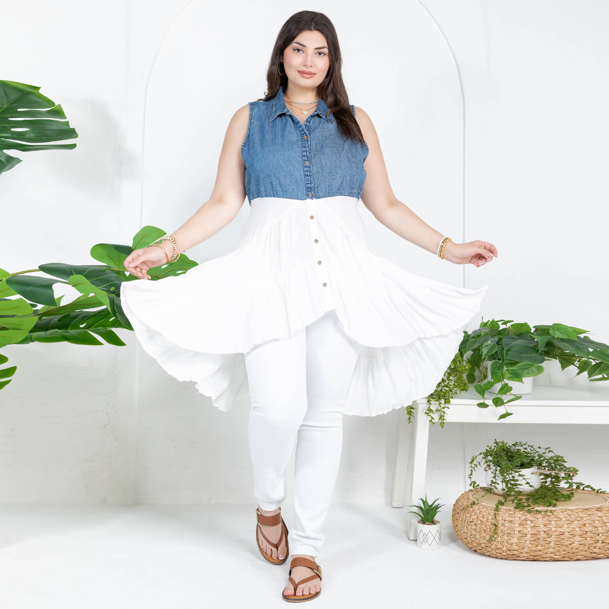 Young Threads - Front-Open Asymmetrical High Low Top - New Design